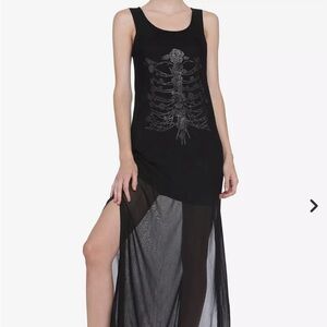 Black Skeleton Print Maxi Dress